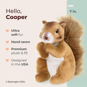 Cooper Squirrel plush with soft fur, inviting touch for bedtime routines