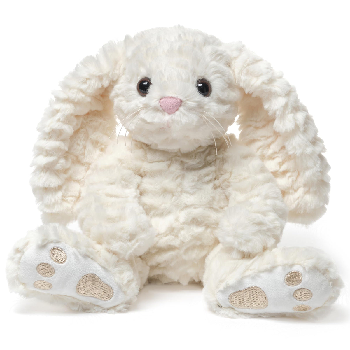 Bearington Creamy Easter Bunny 10-inch plush showcases ultra-soft fur for gentle baby snuggles.