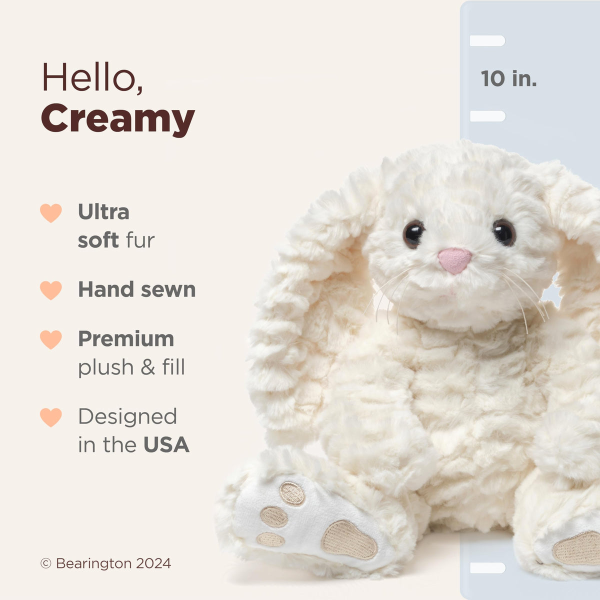 Bearington Creamy soft plush fur invites cuddles during story time and naps.