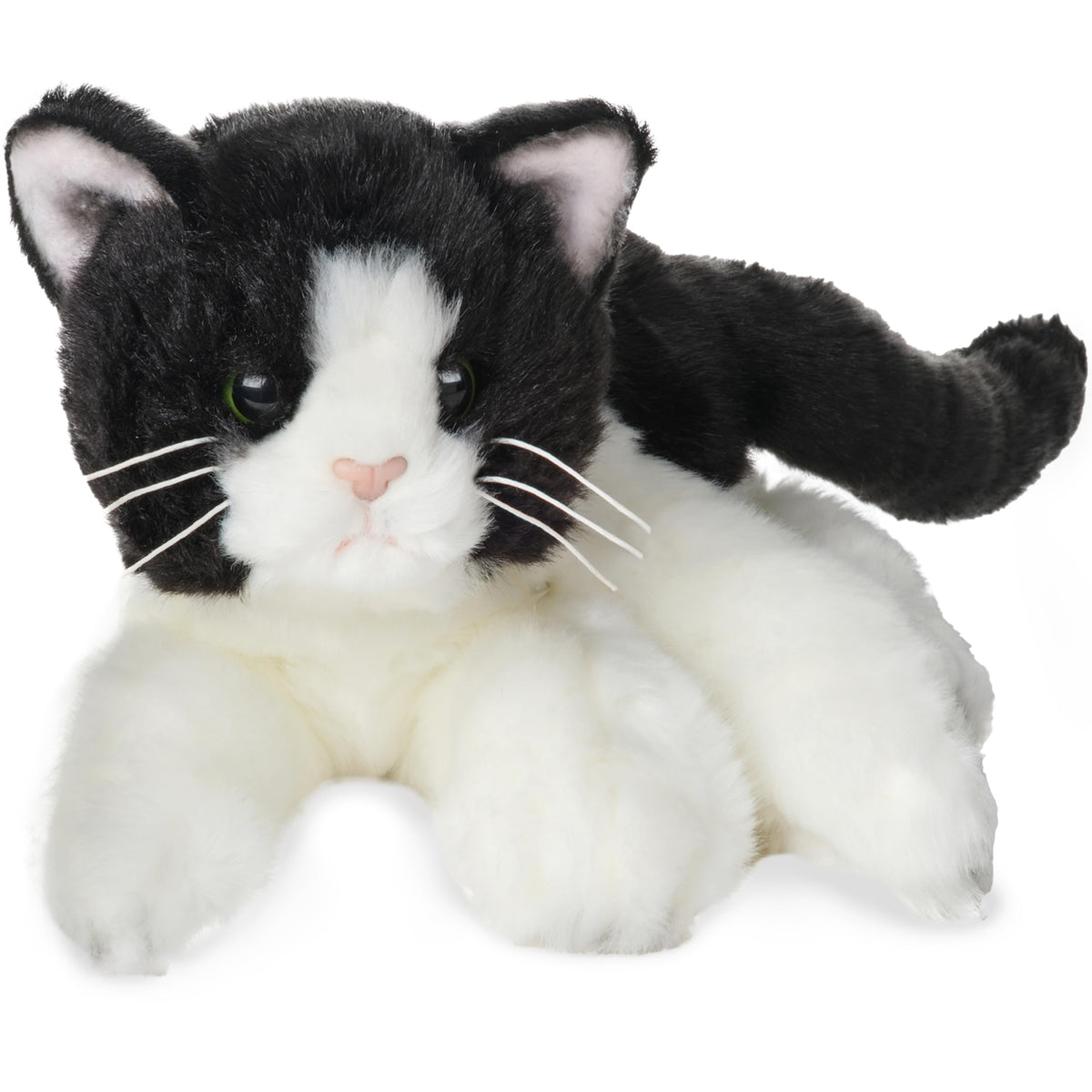 Bearington Domino cat plush face close-up showing lifelike fur and expressive eyes