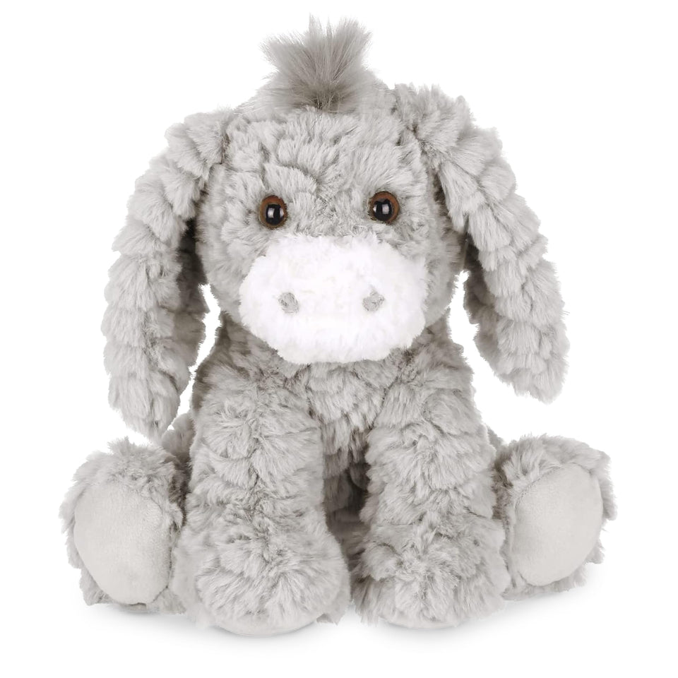 Bearington Donny plush donkey, 10.5-inch size, a soft, comforting companion for kids.