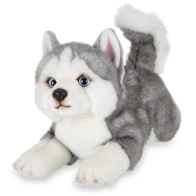 Bearington Manouk Husky plush front view shows soft fur for comforting hugs