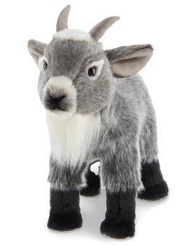 Bearington Garret Goat plush with realistic 12-inch size and weighted body for lifelike posing.
