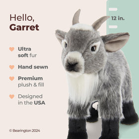Soft fur on the Bearington Garret Goat enhances cuddle appeal and collectibility.