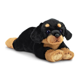 Bearington Gunner rottweiler plush closeup of soft fur for cozy cuddles.