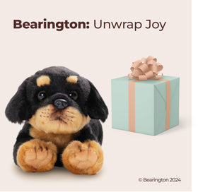 Bearington Gunner rottweiler plush gift-ready packaging for kids and collectors.