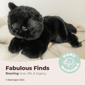 Bearington Jinx black cat plush whiskers add lifelike detail for cuddly routines
