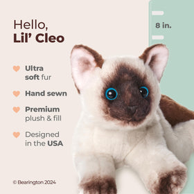 Bearington Lil’ Cleo plush features sparkly eyes for imaginative play.
