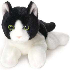Bearington Lil’ Domino plush cat with tuxedo fur for cozy bedtime cuddles.