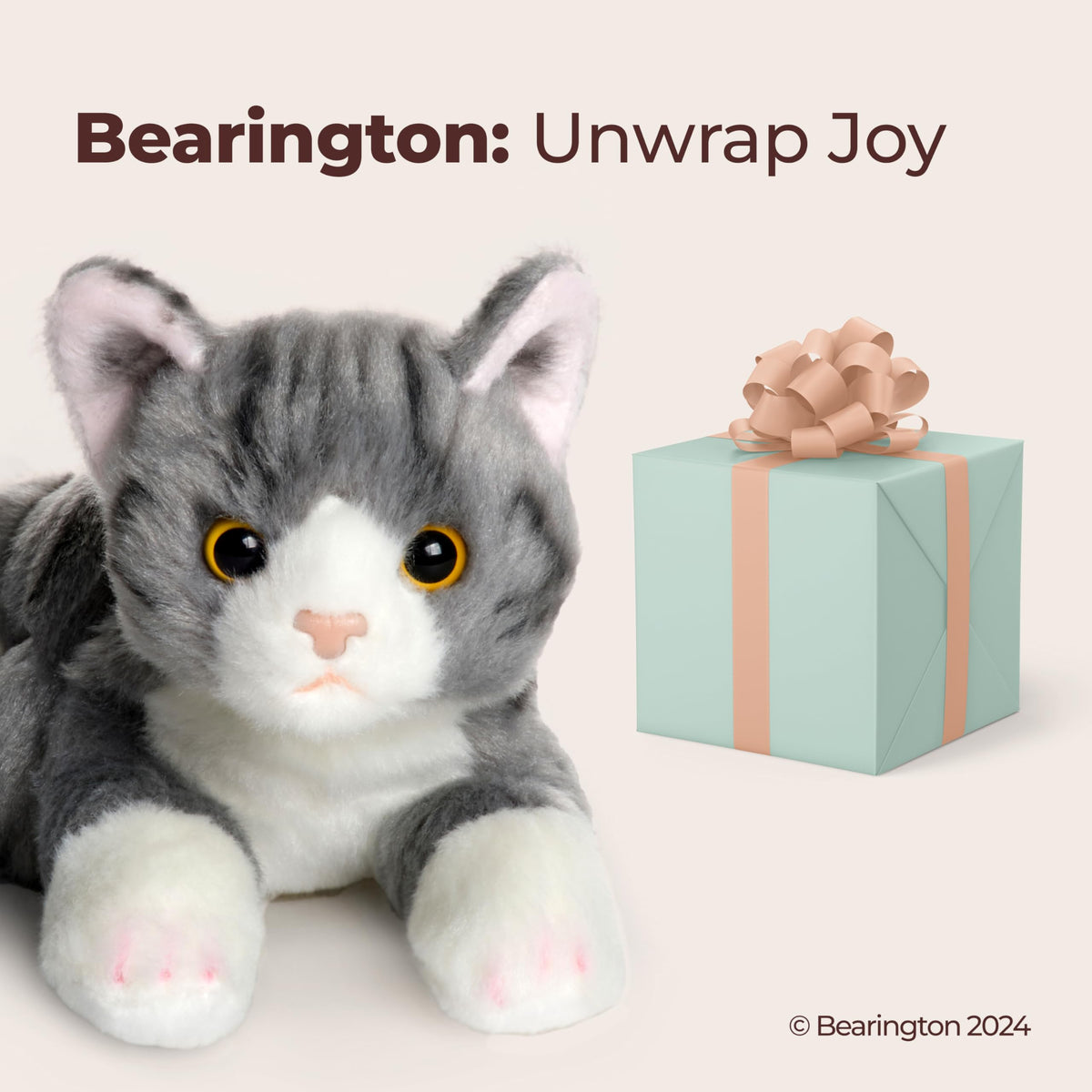 Bearington Lil' Socks hand-sewn nose, durable plush for everyday hugs.