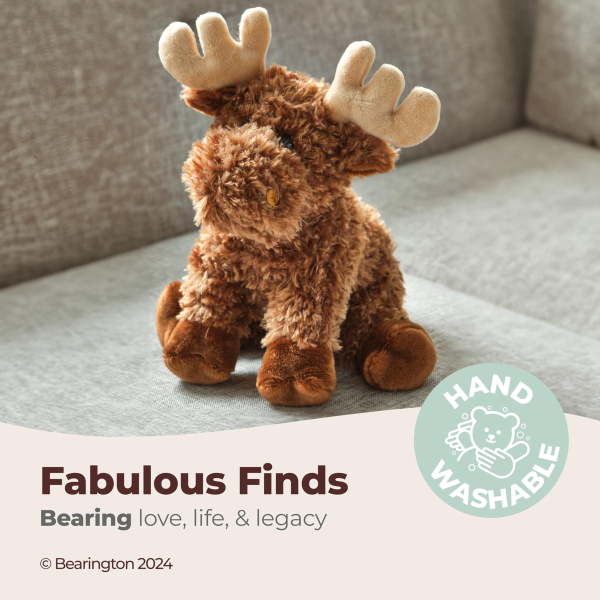 Bearington Morton moose plush ready for hugs and bedtime.
