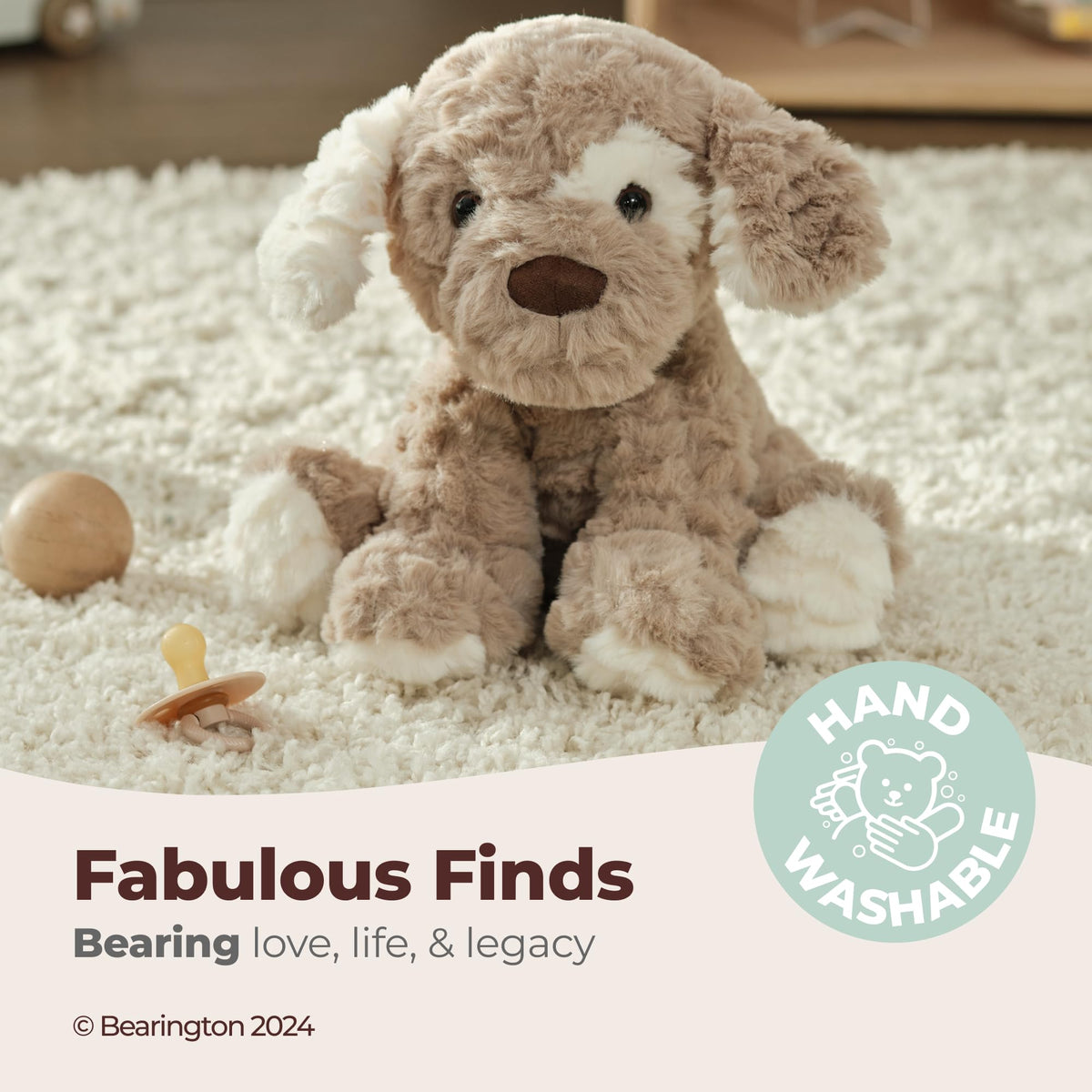Bearington Pal dog plush face shows expressive features for pretend fun.
