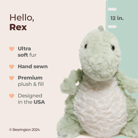 Bearington Rex plush fluffy green dino ideal for imaginative play