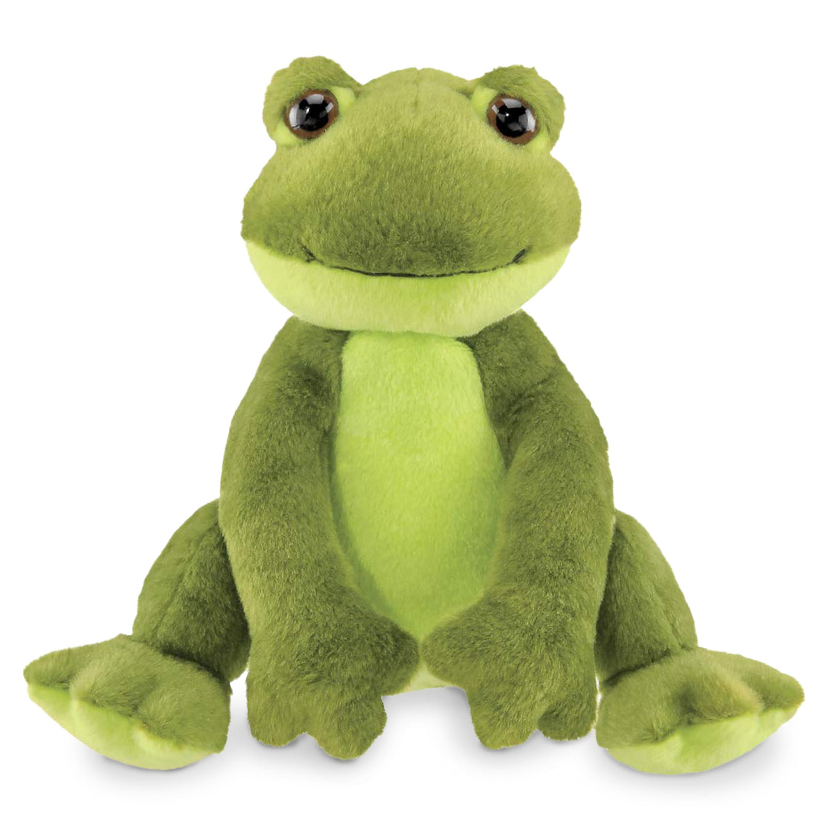 Bearington Ribbity plush frog, 8.5-inch upright for display and cuddling.