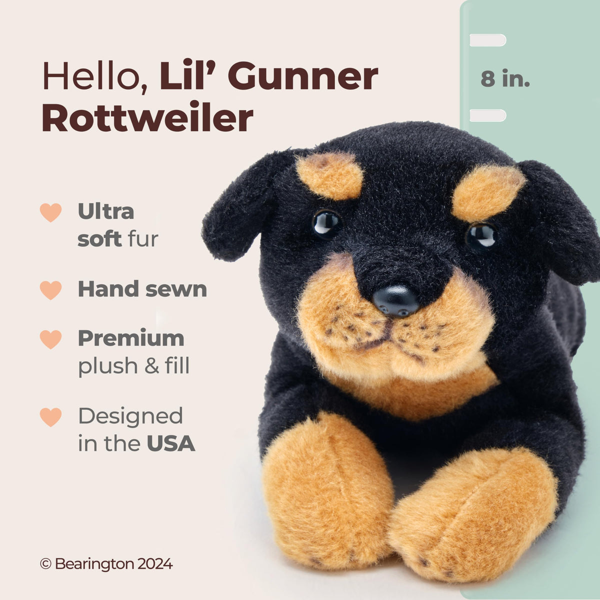 Bearington rottweiler plush soft fur close-up highlighting lifelike details