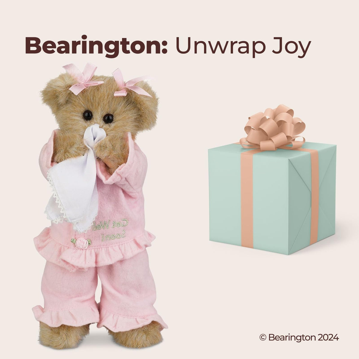 Bearington Sicky Vicky Teddy Bear plush suitable for babies and toddlers