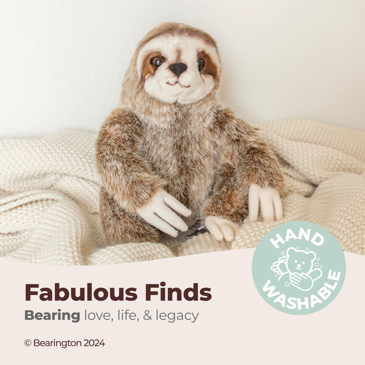 Bearington Simon sloth 10-inch plush offers a compact, portable snuggle buddy