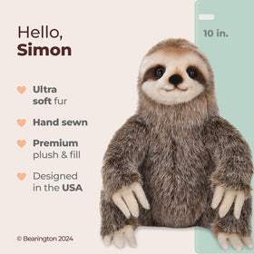 Bearington Simon sloth soft faux fur provides a plush, comforting texture for kids