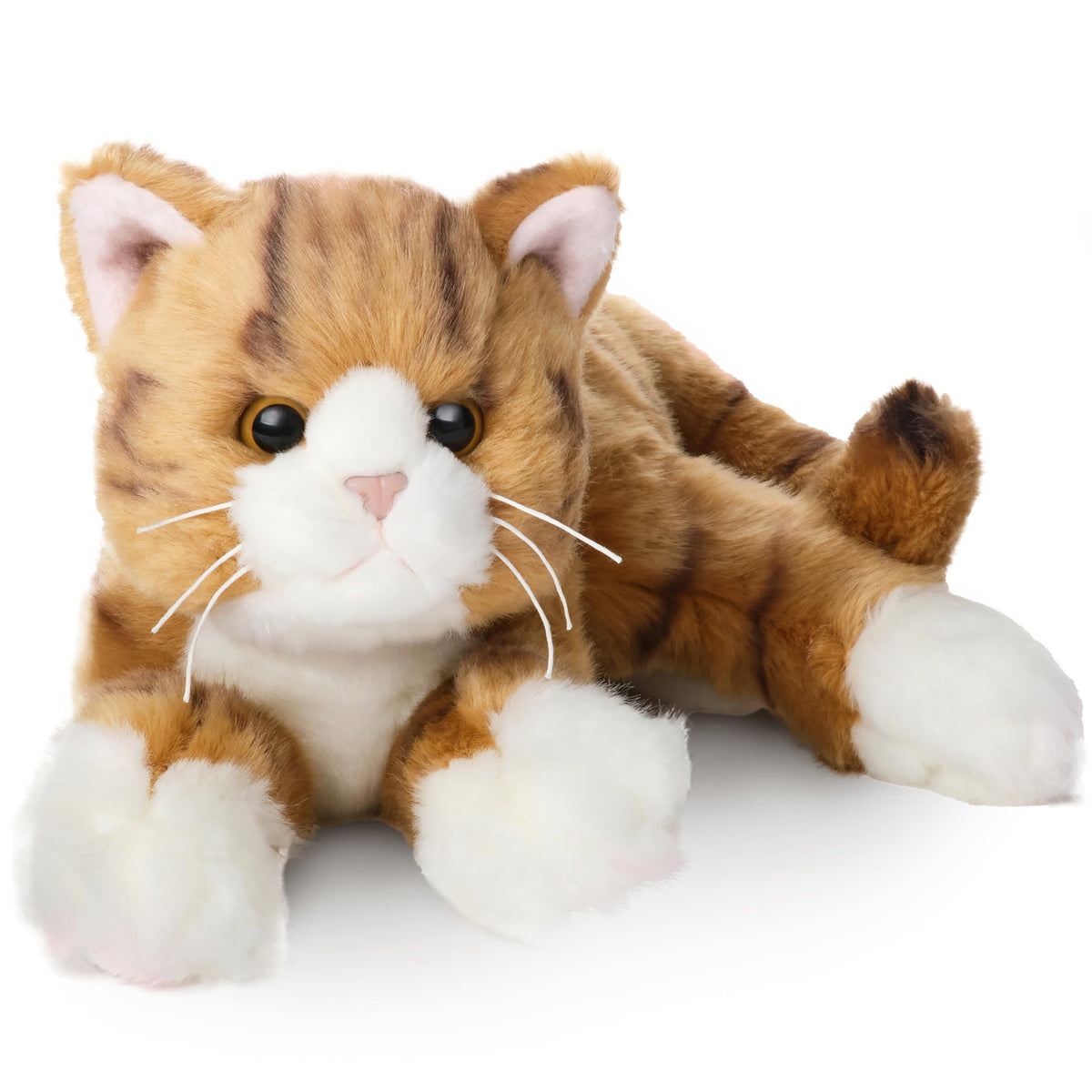 Bearington Tabby 15-inch striped orange plush offers a soft cuddle.