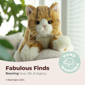 Bearington Tabby floppy body plush provides gentle hugs during playtime.