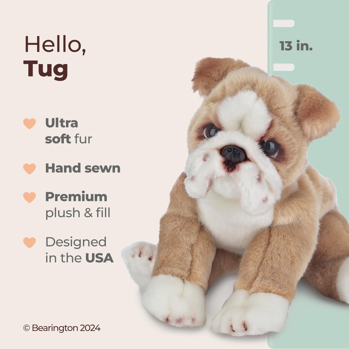 Bearington Tug plush close-up face shows soft fur and friendly expression.