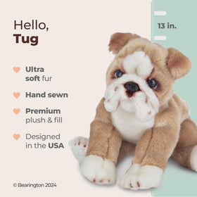 Bearington Tug plush close-up face shows soft fur and friendly expression.