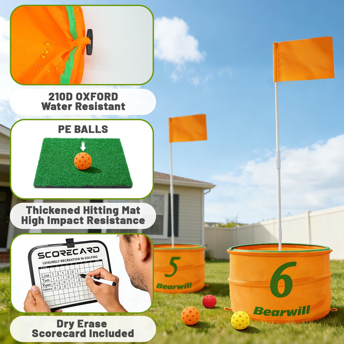 Bearwill Golf Bucket Game full set includes everything needed for practice.