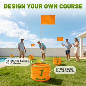 Bearwill Golf Bucket Game indoors-outdoors adaptability suits versatile play spaces.