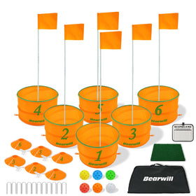 Bearwill Golf Bucket Game setup in backyard for quick, fun par-3 practice.