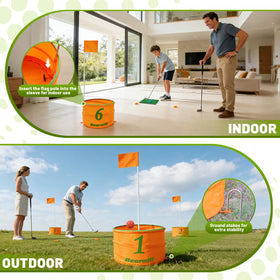 Bearwill Golf Bucket Game target buckets provide visible targets on any surface.