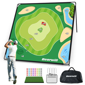 Bearwill Golf Chipping 6x6ft mat assembled for stable indoor and outdoor play.