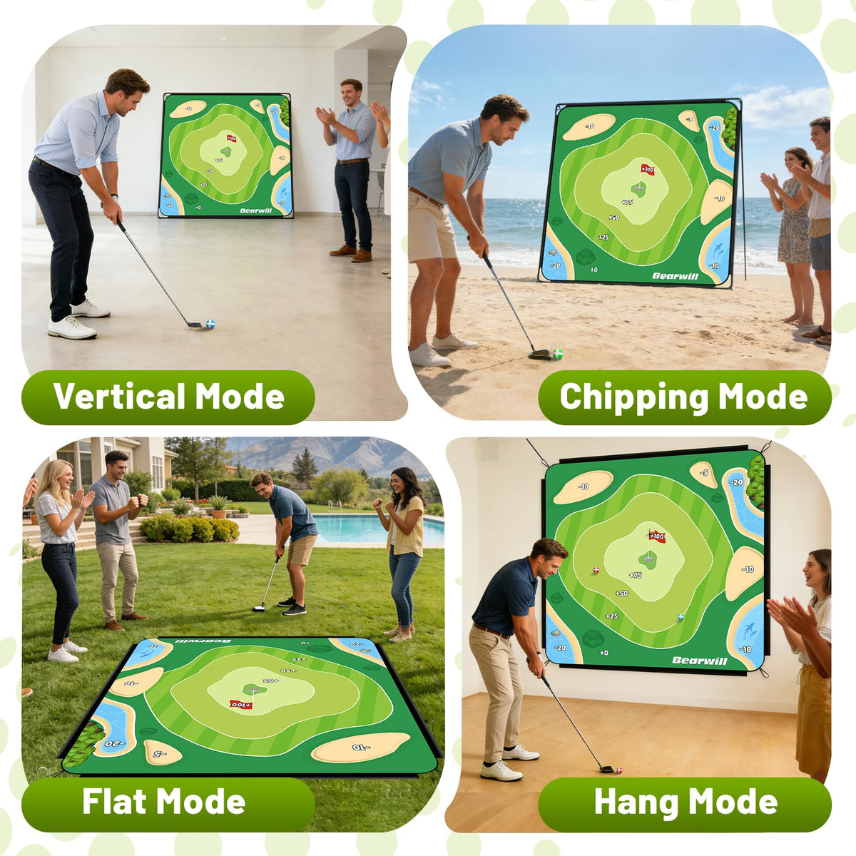 Bearwill flat hang mode enables easy backyard practice.