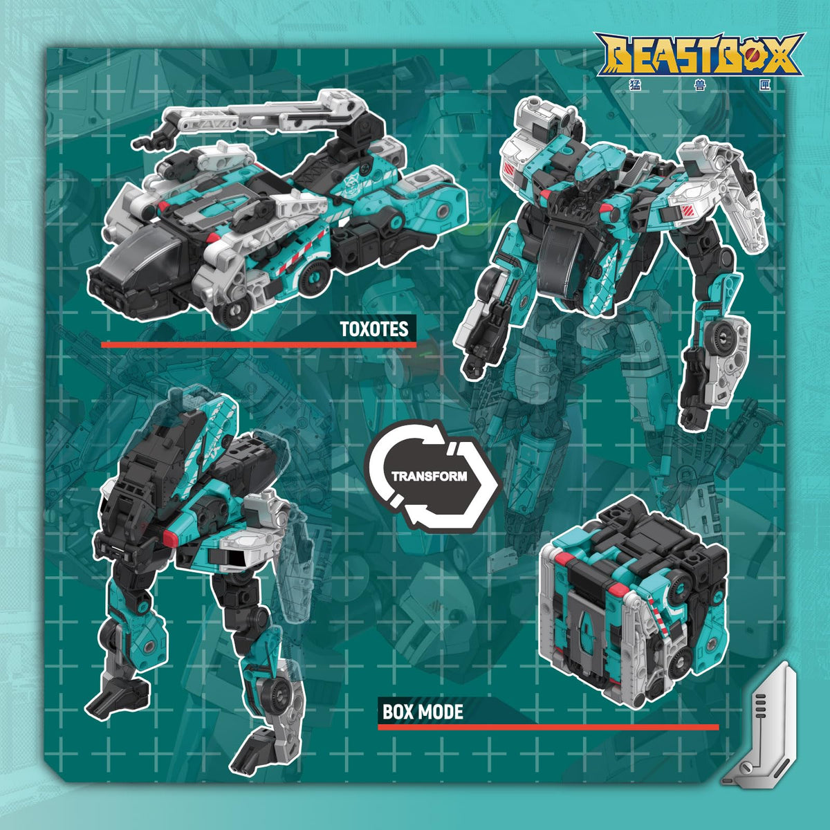 BEASTBOX InfinityBox IB-14 Toxotes transforms into a detailed mecha model.