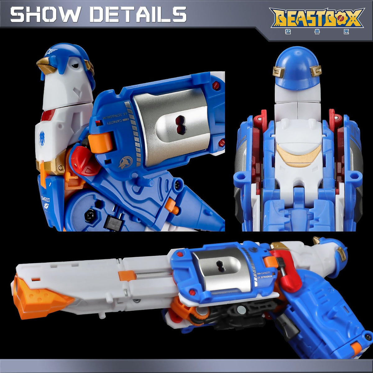 BEASTBOX LoveGun in mecha mode offers dynamic pose options for tabletop display.