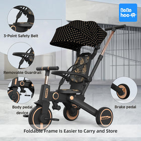 Detachable canopy on Bebehoo tricycle for sun protection