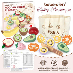 Beberolen avocado wooden fruit for cutting practice and kitchen role play