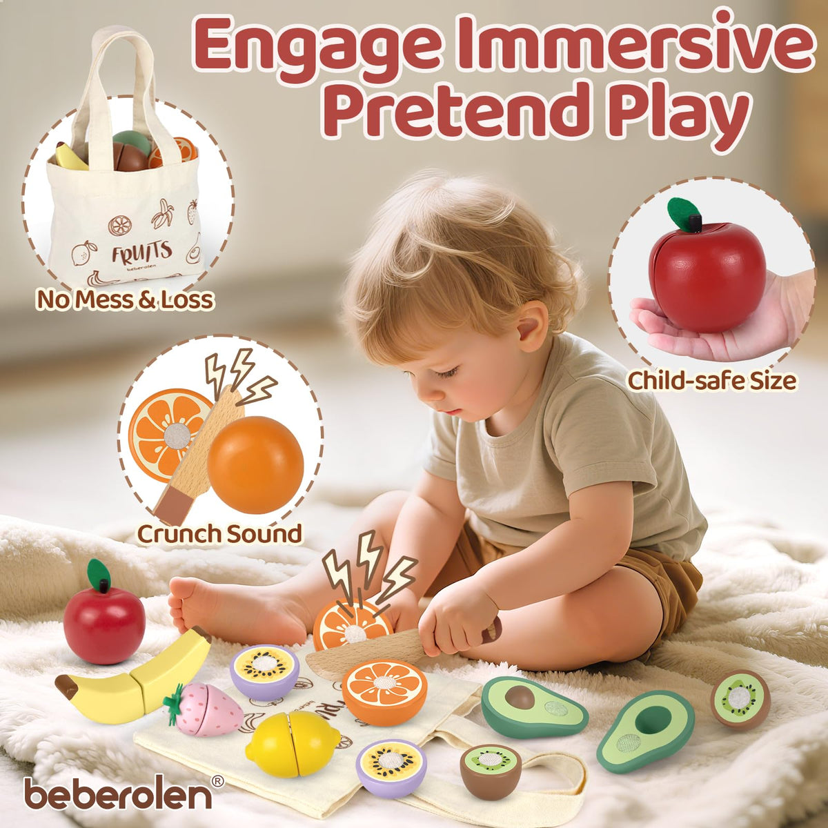 Beberolen banana play food encourages sorting and pretend snacks