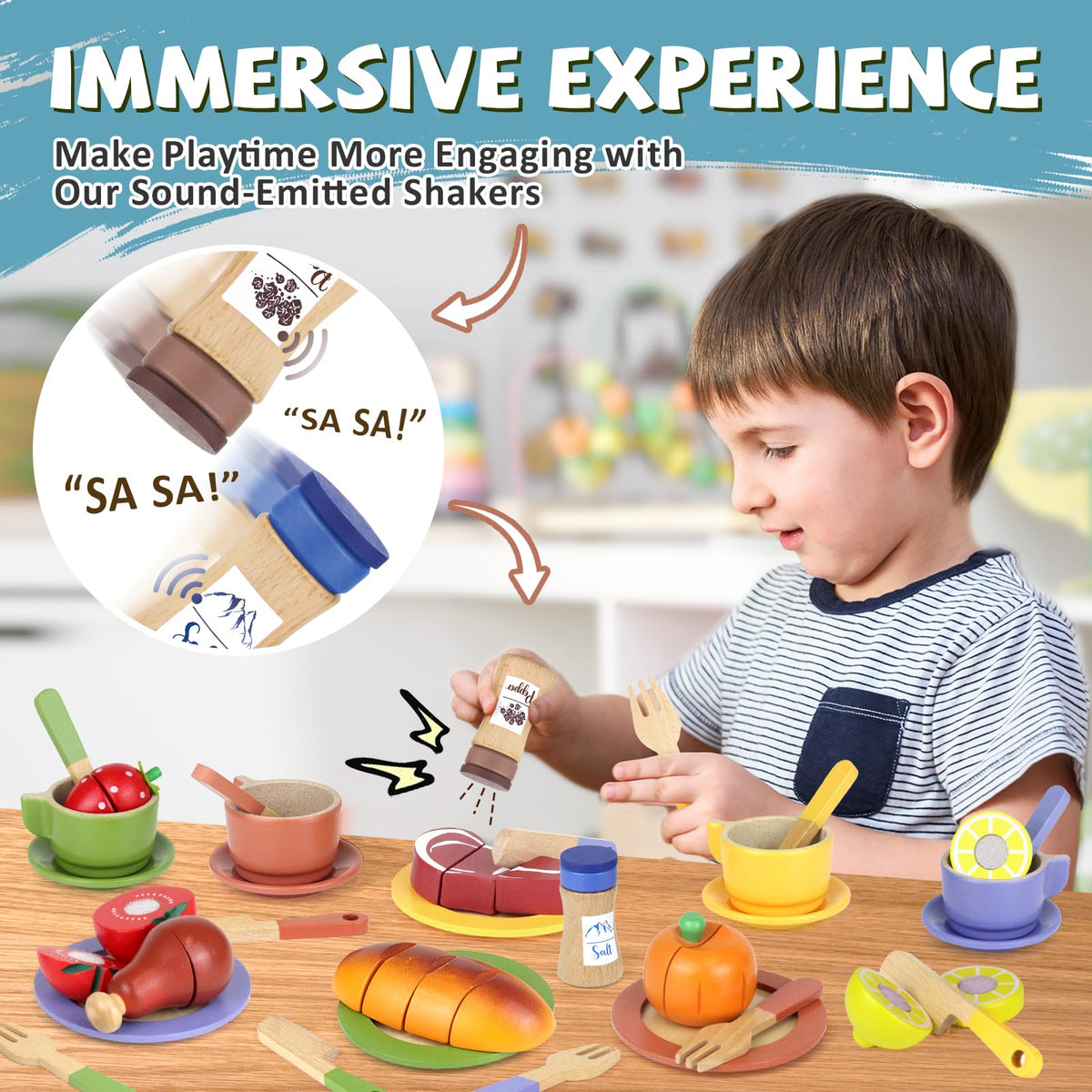 Beberolen wooden play dishes forks support cooperative play and fine motor skills.