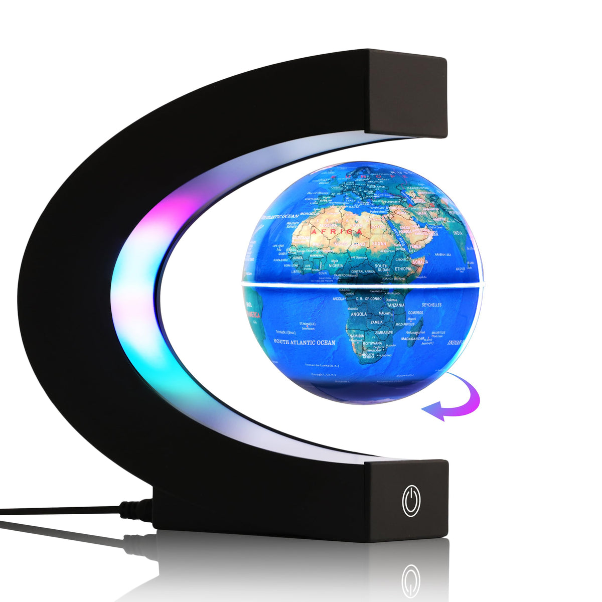 BEBEVOGUE magnetic levitating globe with 7-color LED for stunning desk decor