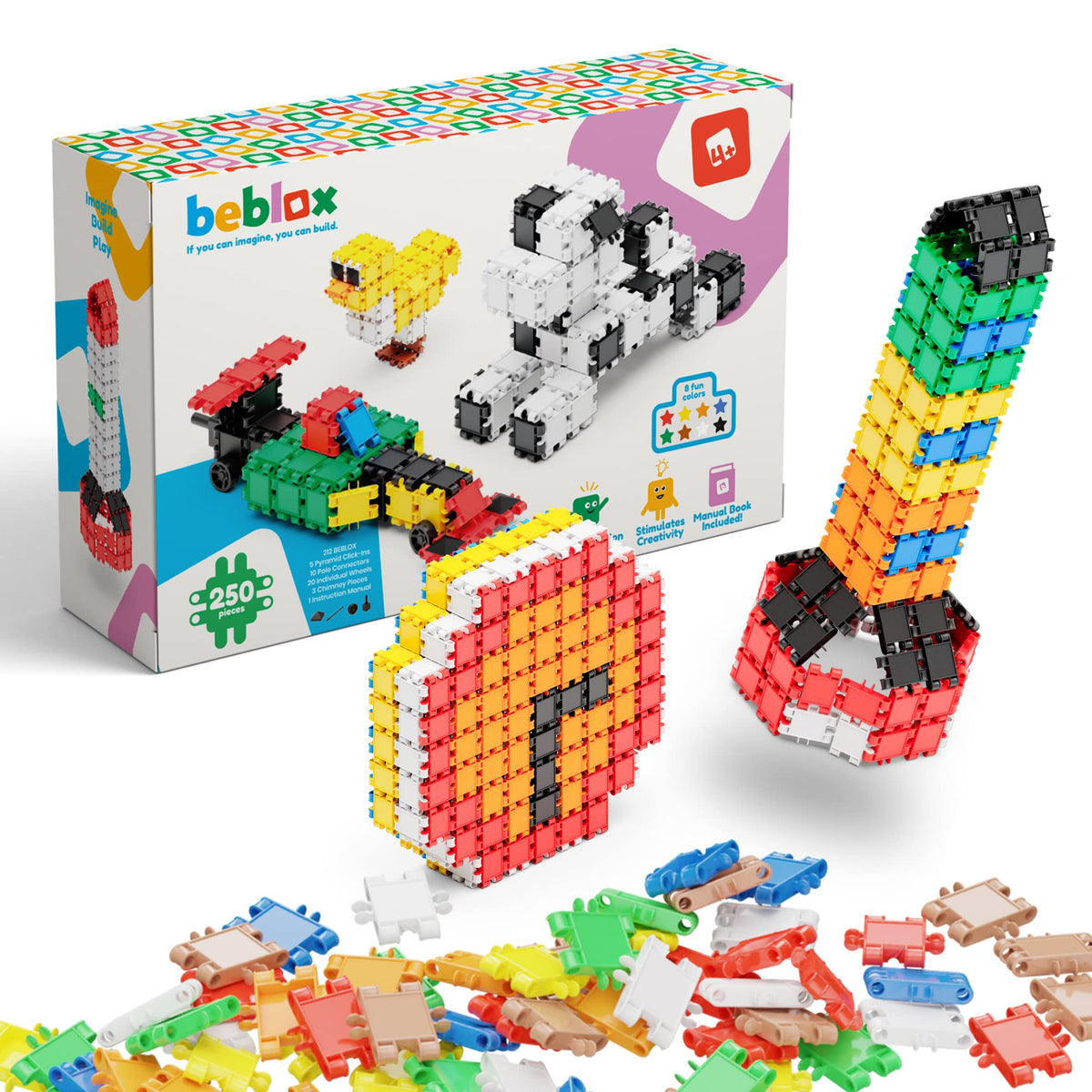 BEBLOX building tiles enable creative play and endless constructions.