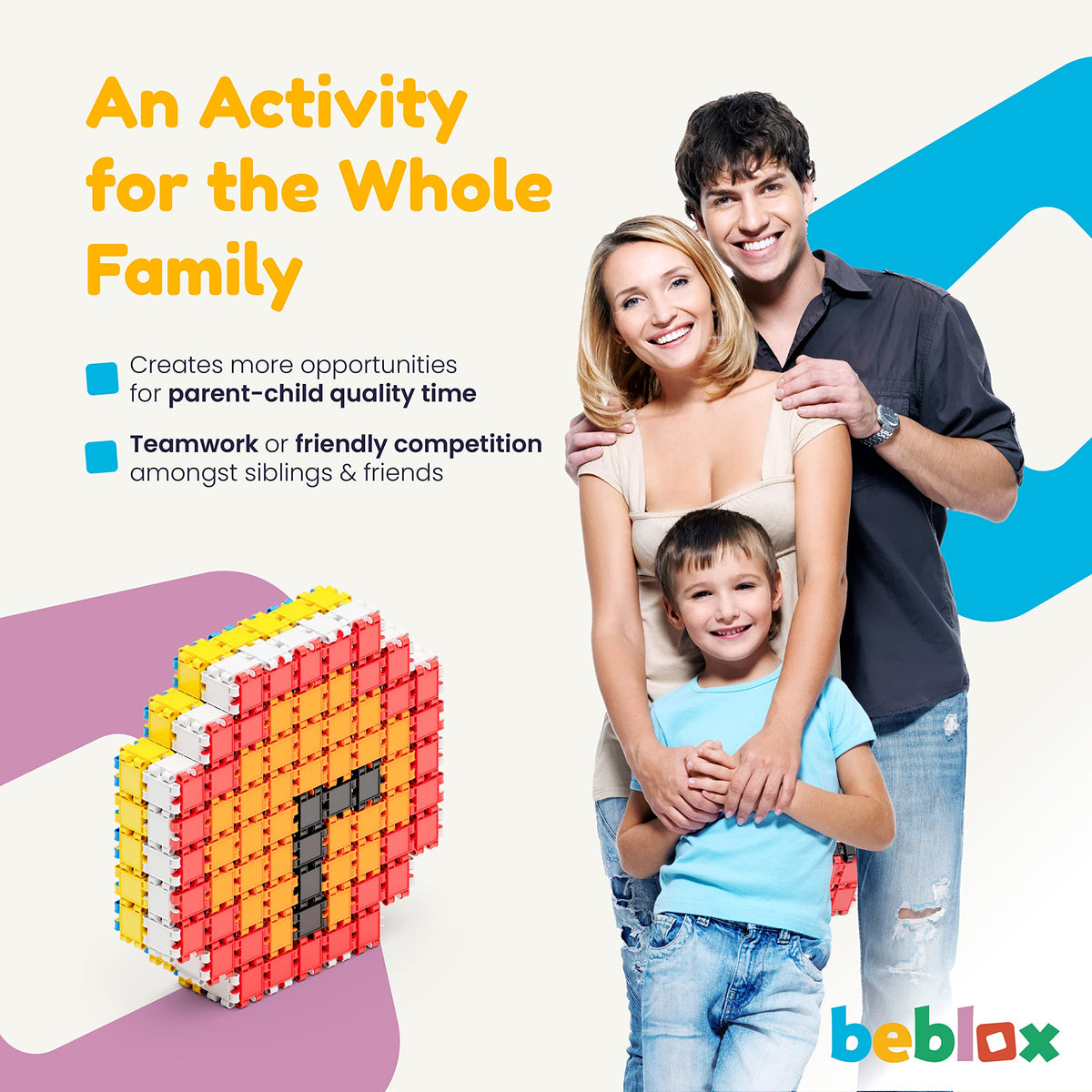 BEBLOX compact storage keeps tiles organized for on-the-go play.