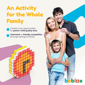 BEBLOX compact storage keeps tiles organized for on-the-go play.