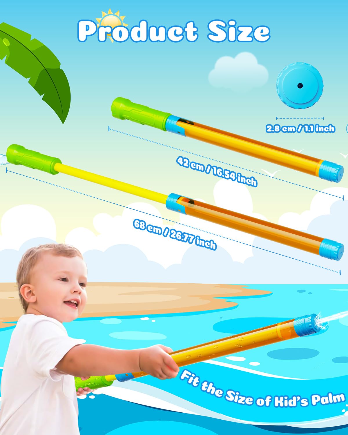 Easy pump-action grip for quick spraying by kids.