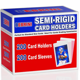 BEBRINI 200ct semi-rigid card holders protect graded and standard cards.