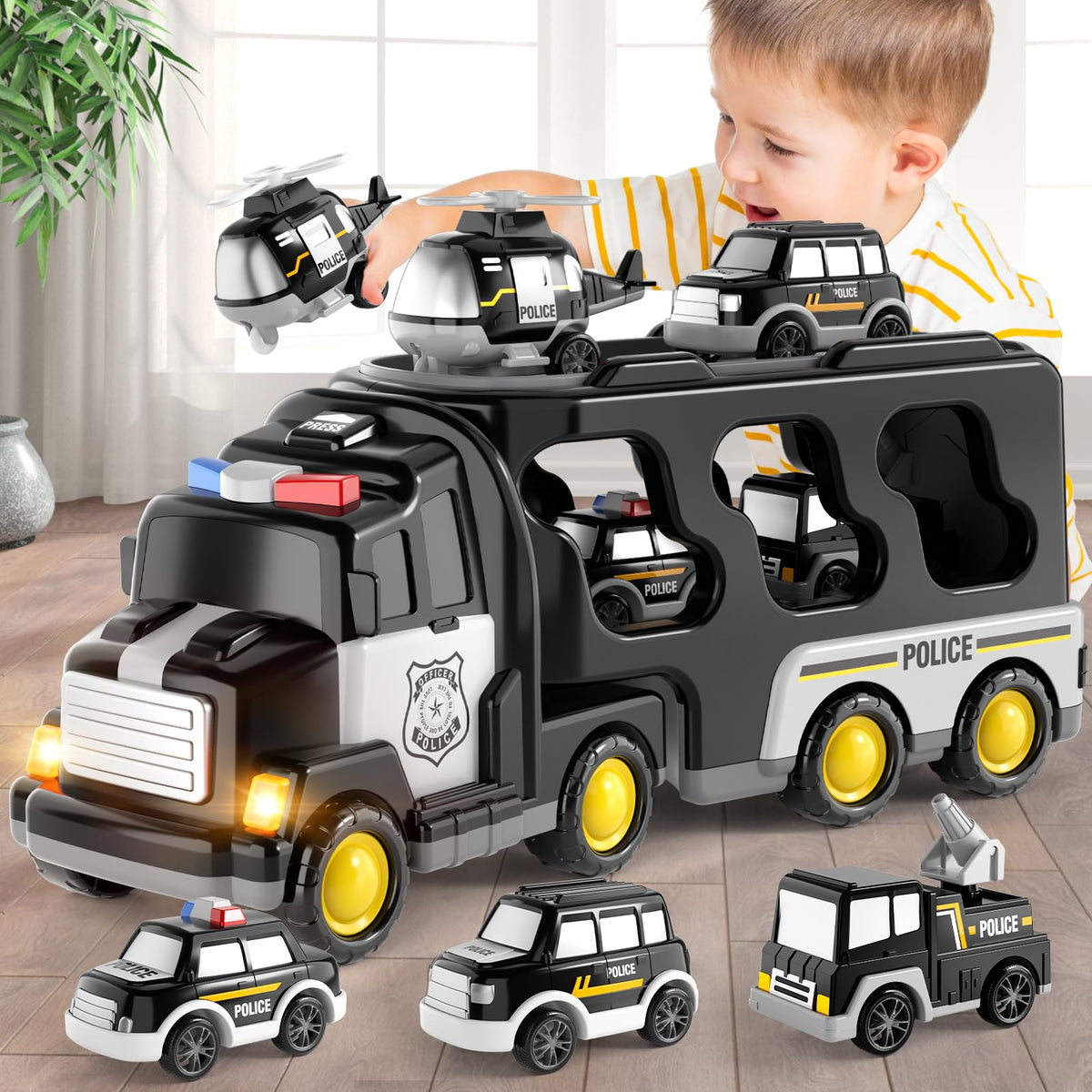 Beby Buty 5in1 police trucks main trailer scene encourages imaginative play and teamwork
