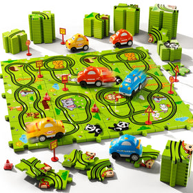Beby Buty 64-piece puzzle track set boosts creativity with winding layouts.