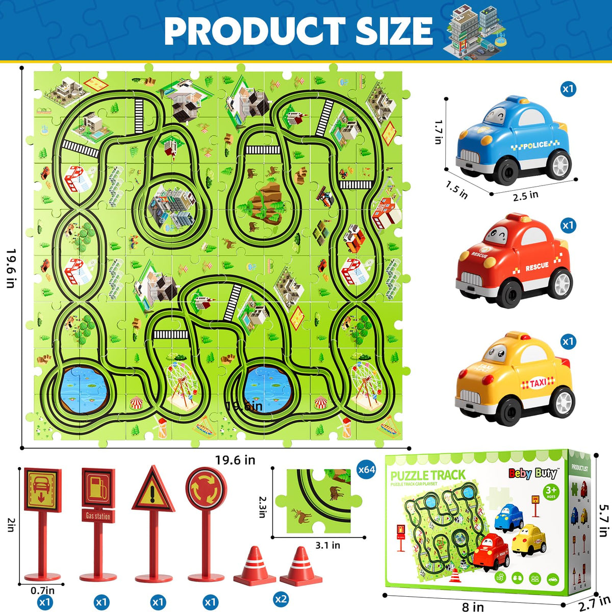 Beby Buty puzzle track cars glide smoothly across modular track