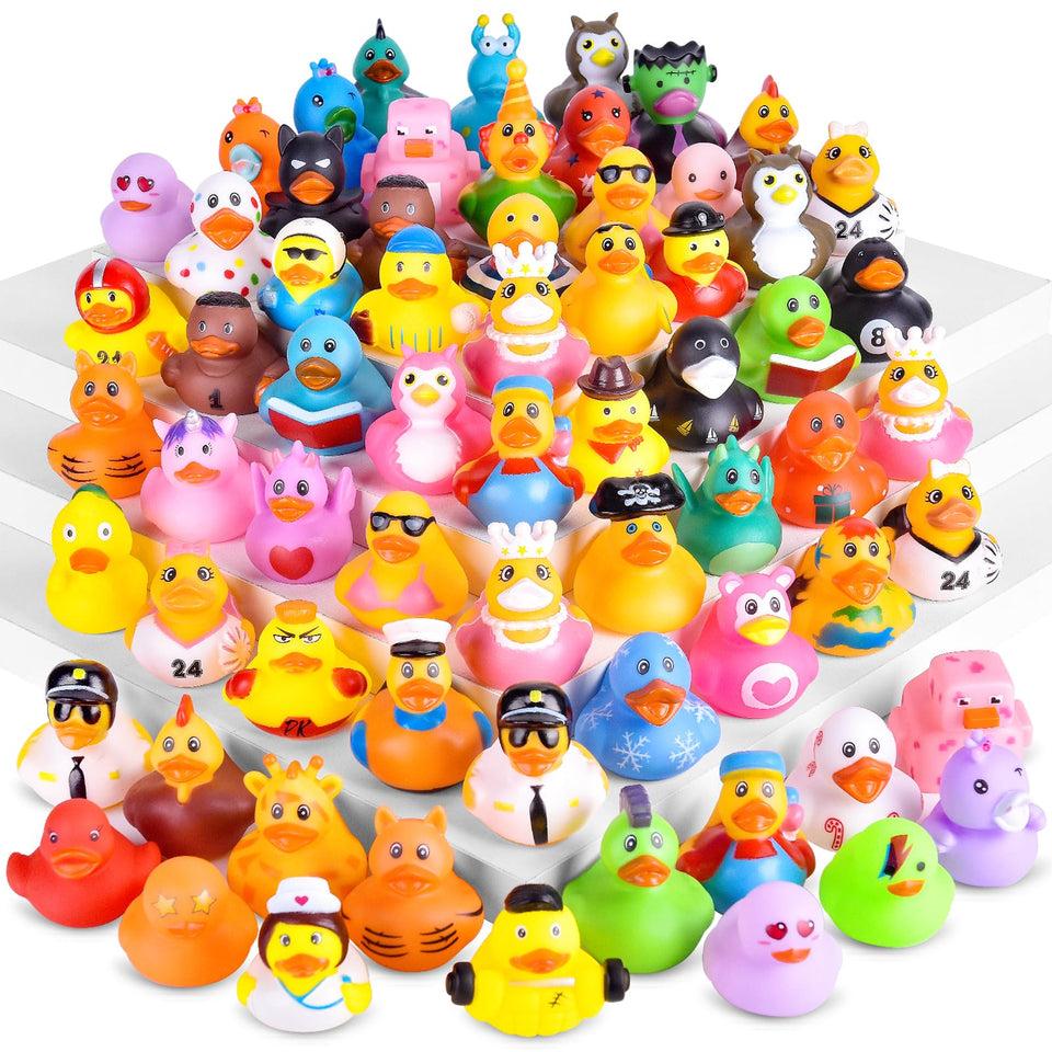 BECEEL 55-pack rubber ducks bulk assortment for bath time