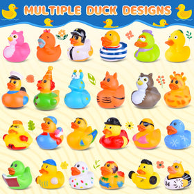 BECEEL bulk rubber ducks in rainbow colors ideal for pool or lake games