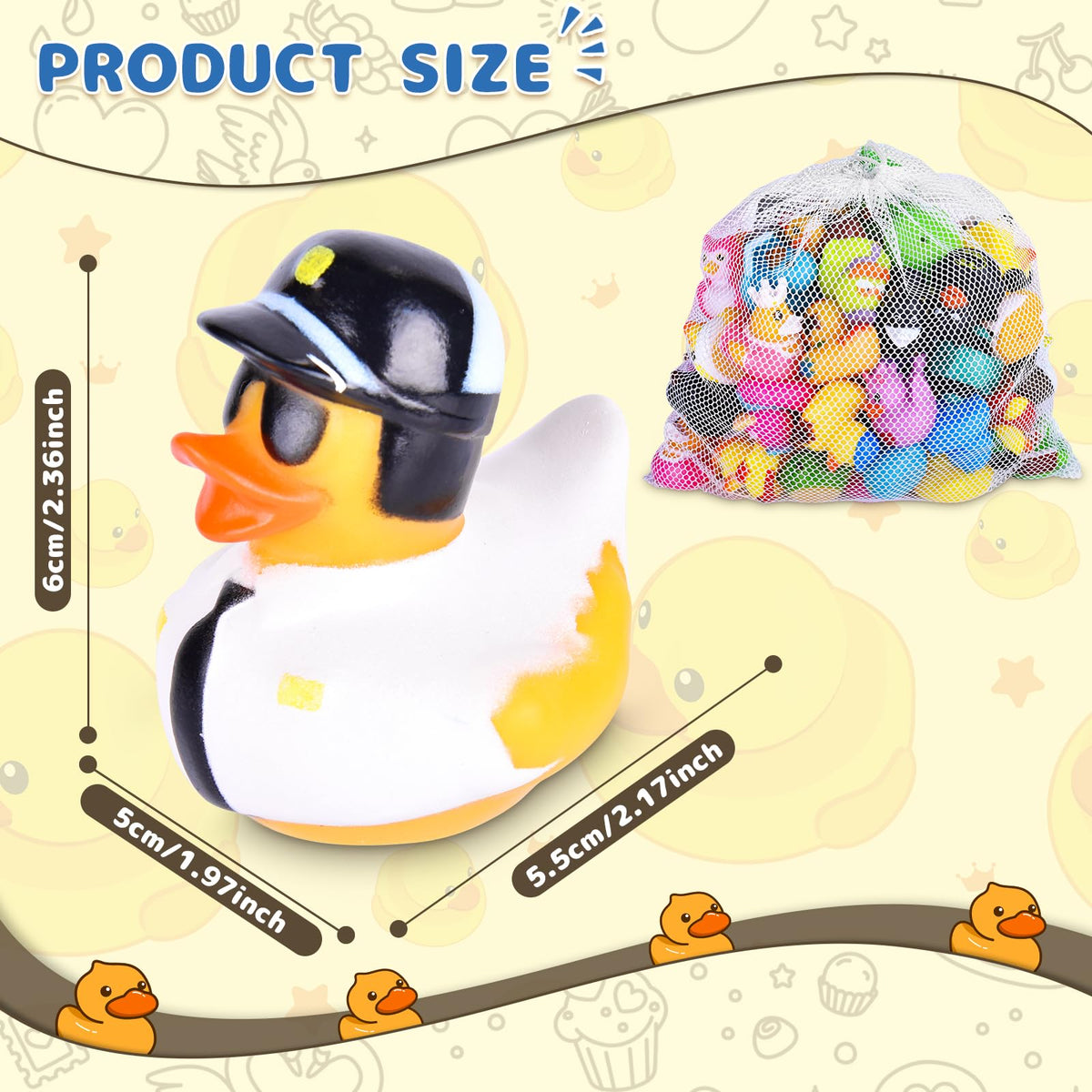 BECEEL rubber ducks bath toys with mesh carry bag for easy party favors